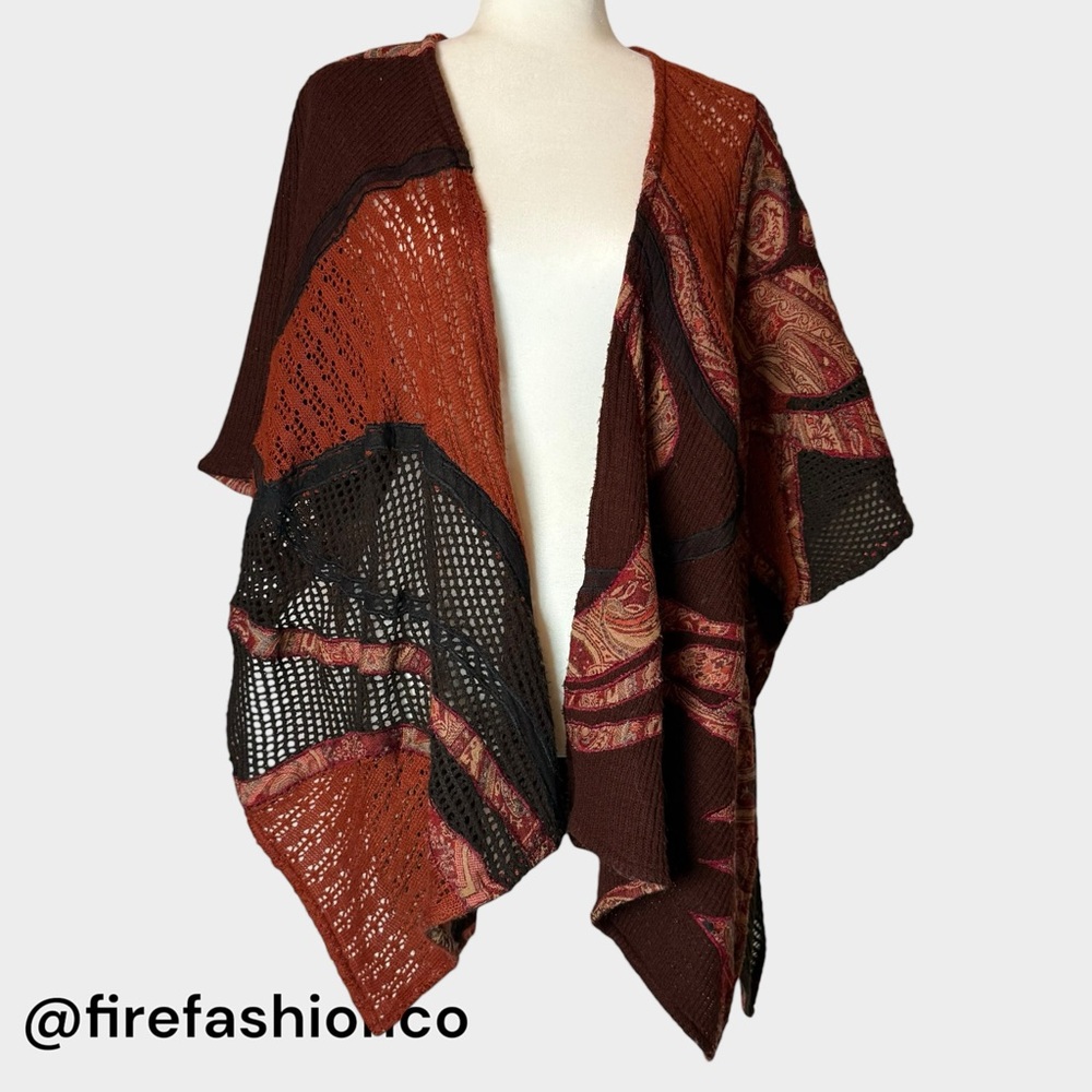 Bohemian Patchwork Open-Front Sweater - image 1